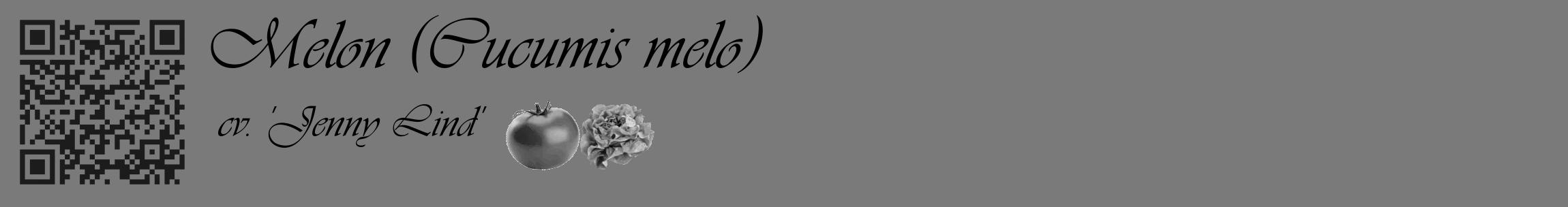 Étiquette de : Cucumis melo cv. 'Jenny Lind' - format c - style noire3_basique_basiqueviv avec qrcode et comestibilité simplifiée