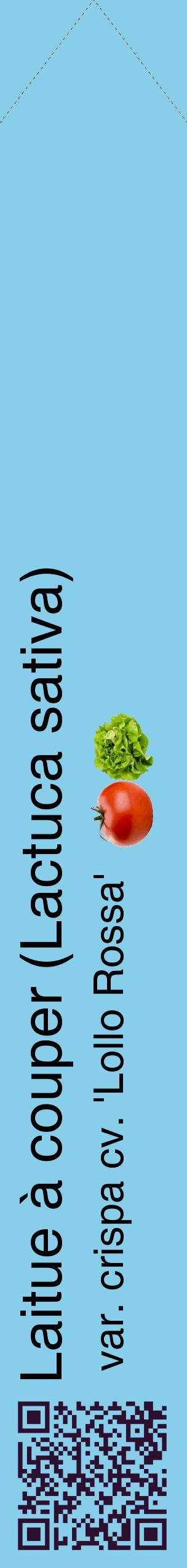 Étiquette de : Lactuca sativa var. crispa cv. 'Lollo Rossa' - format c - style noire1_simplehel avec qrcode et comestibilité simplifiée