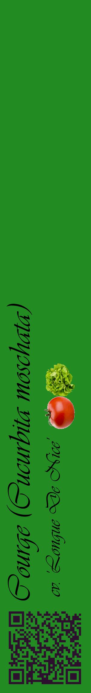 Étiquette de : Cucurbita moschata cv. 'Longue De Nice' - format c - style noire10_basiqueviv avec qrcode et comestibilité simplifiée