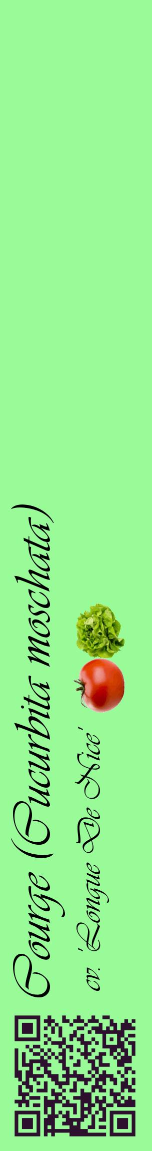 Étiquette de : Cucurbita moschata cv. 'Longue De Nice' - format c - style noire14_basiqueviv avec qrcode et comestibilité simplifiée