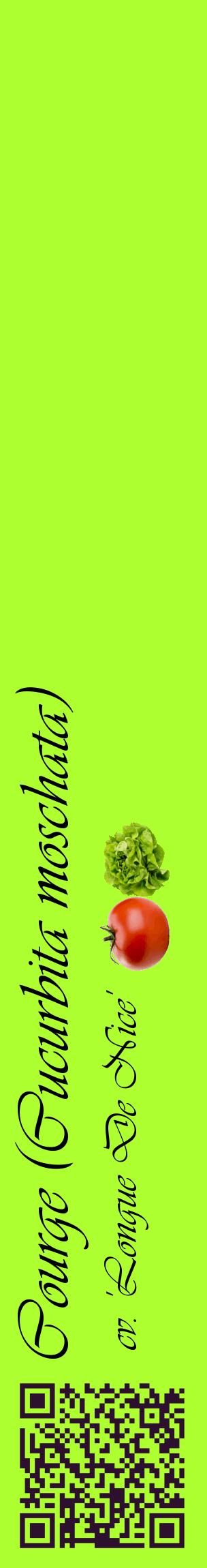 Étiquette de : Cucurbita moschata cv. 'Longue De Nice' - format c - style noire17_basiqueviv avec qrcode et comestibilité simplifiée