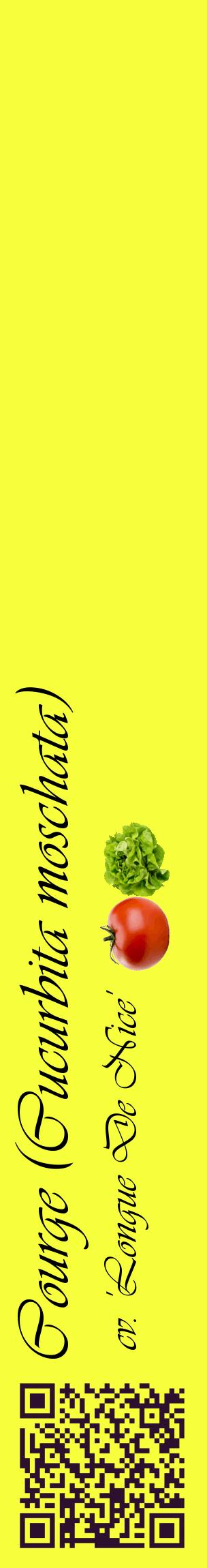 Étiquette de : Cucurbita moschata cv. 'Longue De Nice' - format c - style noire18_basiqueviv avec qrcode et comestibilité simplifiée