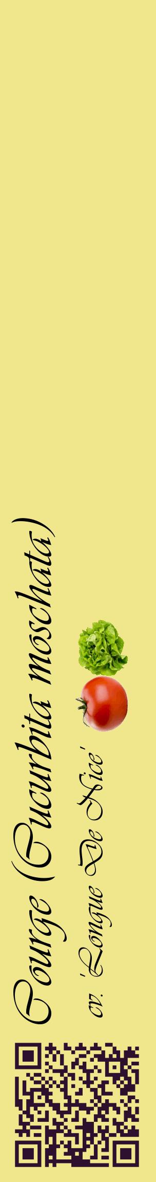 Étiquette de : Cucurbita moschata cv. 'Longue De Nice' - format c - style noire20_basiqueviv avec qrcode et comestibilité simplifiée