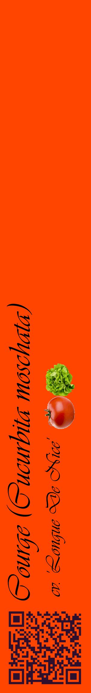 Étiquette de : Cucurbita moschata cv. 'Longue De Nice' - format c - style noire26_basiqueviv avec qrcode et comestibilité simplifiée