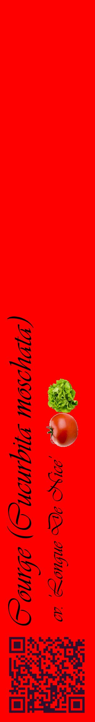 Étiquette de : Cucurbita moschata cv. 'Longue De Nice' - format c - style noire27_basiqueviv avec qrcode et comestibilité simplifiée