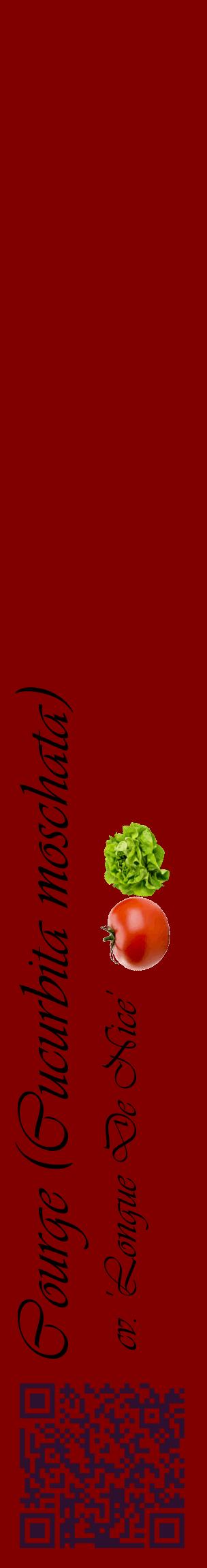 Étiquette de : Cucurbita moschata cv. 'Longue De Nice' - format c - style noire29_basiqueviv avec qrcode et comestibilité simplifiée
