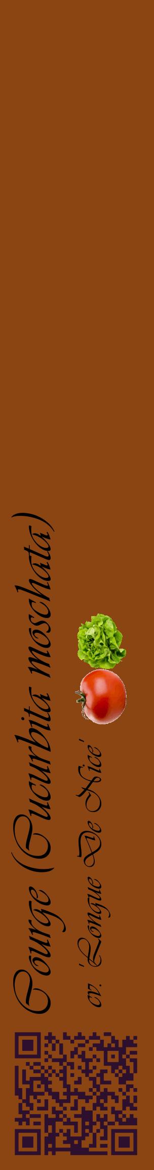 Étiquette de : Cucurbita moschata cv. 'Longue De Nice' - format c - style noire30_basiqueviv avec qrcode et comestibilité simplifiée
