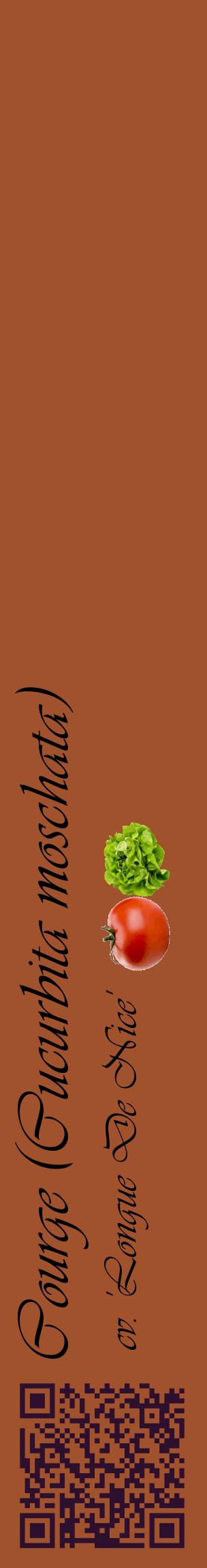 Étiquette de : Cucurbita moschata cv. 'Longue De Nice' - format c - style noire32_basiqueviv avec qrcode et comestibilité simplifiée