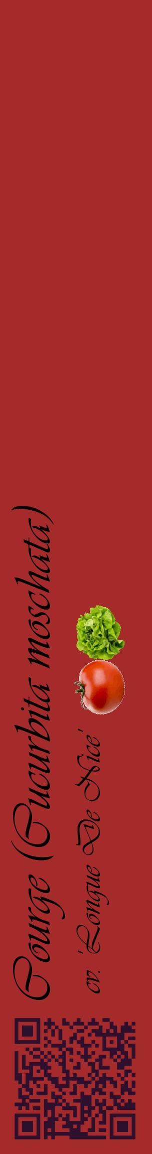 Étiquette de : Cucurbita moschata cv. 'Longue De Nice' - format c - style noire33_basiqueviv avec qrcode et comestibilité simplifiée