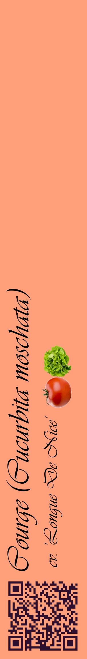 Étiquette de : Cucurbita moschata cv. 'Longue De Nice' - format c - style noire39_basiqueviv avec qrcode et comestibilité simplifiée