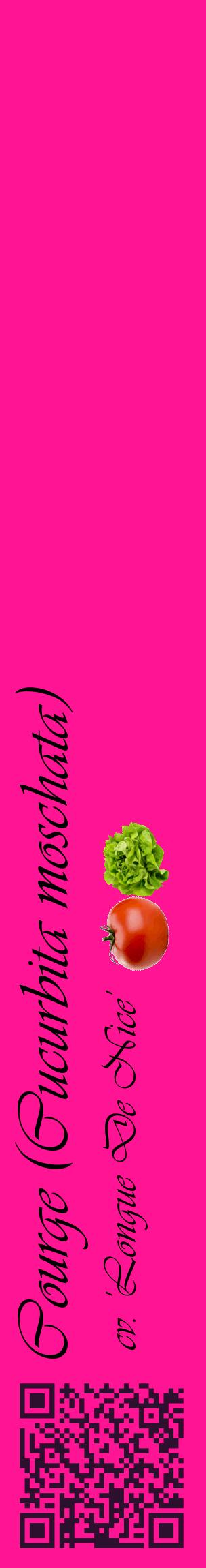 Étiquette de : Cucurbita moschata cv. 'Longue De Nice' - format c - style noire43_basiqueviv avec qrcode et comestibilité simplifiée