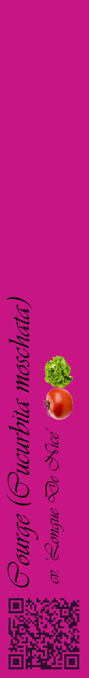 Étiquette de : Cucurbita moschata cv. 'Longue De Nice' - format c - style noire45_basiqueviv avec qrcode et comestibilité simplifiée
