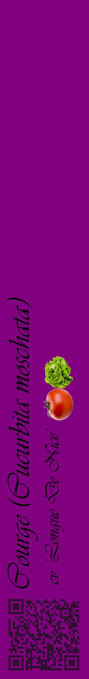 Étiquette de : Cucurbita moschata cv. 'Longue De Nice' - format c - style noire46_basiqueviv avec qrcode et comestibilité simplifiée