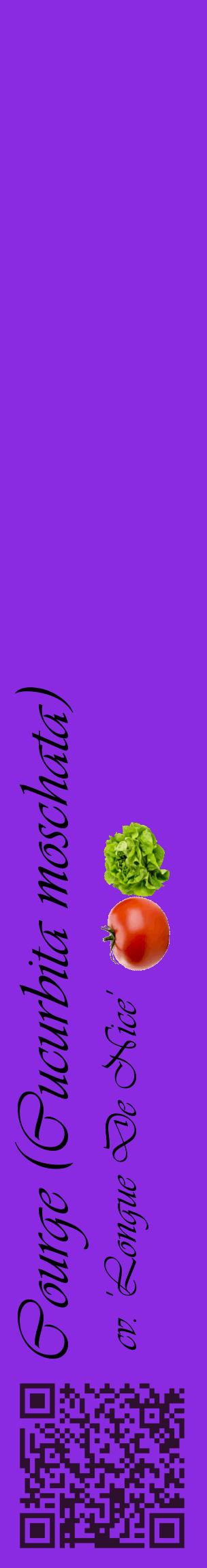 Étiquette de : Cucurbita moschata cv. 'Longue De Nice' - format c - style noire49_basiqueviv avec qrcode et comestibilité simplifiée