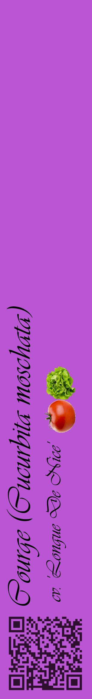 Étiquette de : Cucurbita moschata cv. 'Longue De Nice' - format c - style noire50_basiqueviv avec qrcode et comestibilité simplifiée