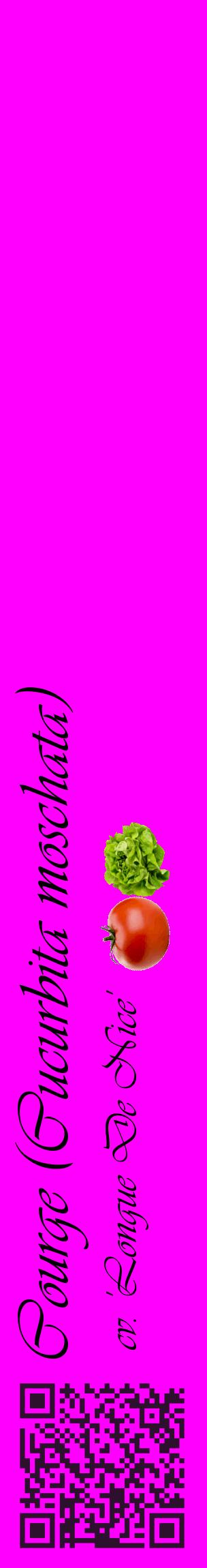 Étiquette de : Cucurbita moschata cv. 'Longue De Nice' - format c - style noire51_basiqueviv avec qrcode et comestibilité simplifiée