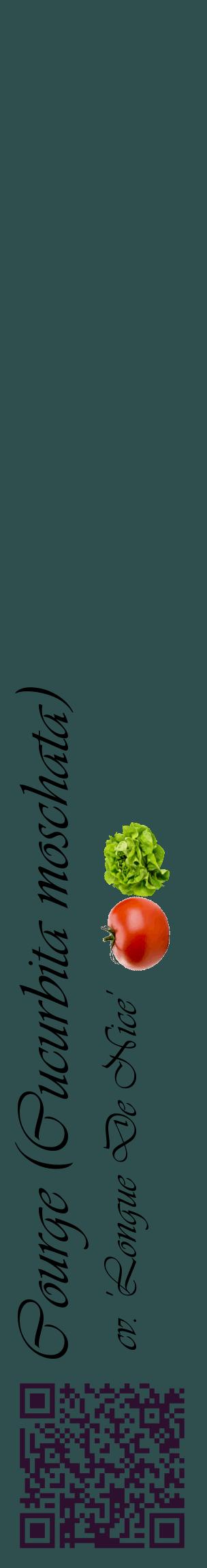 Étiquette de : Cucurbita moschata cv. 'Longue De Nice' - format c - style noire58_basiqueviv avec qrcode et comestibilité simplifiée