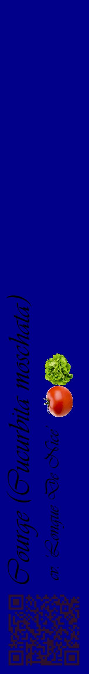 Étiquette de : Cucurbita moschata cv. 'Longue De Nice' - format c - style noire7_basiqueviv avec qrcode et comestibilité simplifiée