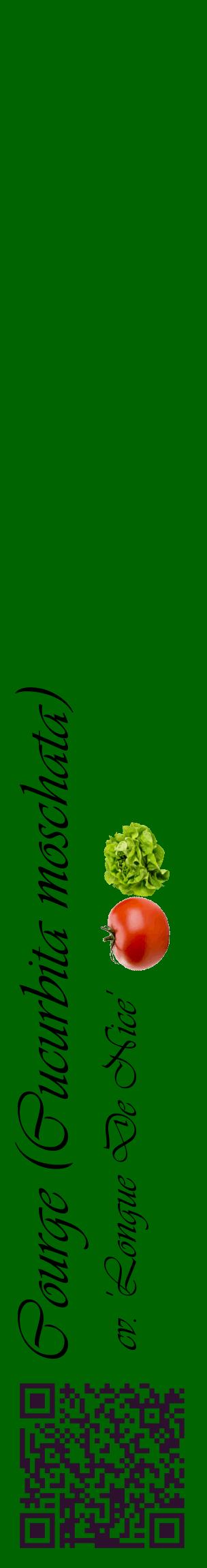 Étiquette de : Cucurbita moschata cv. 'Longue De Nice' - format c - style noire8_basiqueviv avec qrcode et comestibilité simplifiée