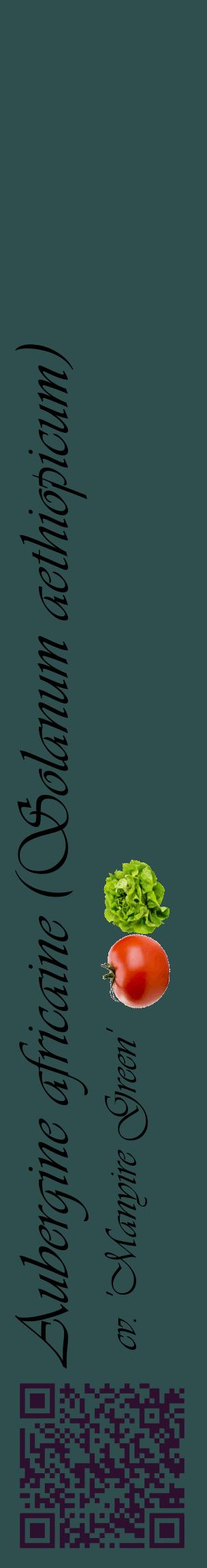 Étiquette de : Solanum aethiopicum cv. 'Manyire Green' - format c - style noire58_basiqueviv avec qrcode et comestibilité simplifiée