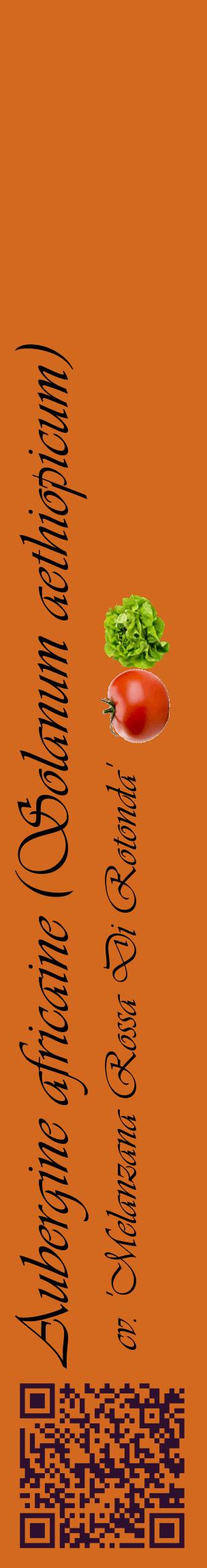 Étiquette de : Solanum aethiopicum cv. 'Melanzana Rossa Di Rotonda' - format c - style noire31_basiqueviv avec qrcode et comestibilité simplifiée