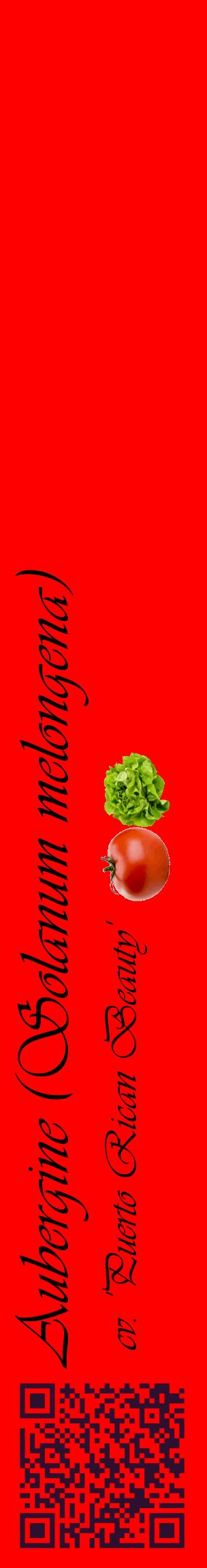 Étiquette de : Solanum melongena cv. 'Puerto Rican Beauty' - format c - style noire27_basiqueviv avec qrcode et comestibilité simplifiée