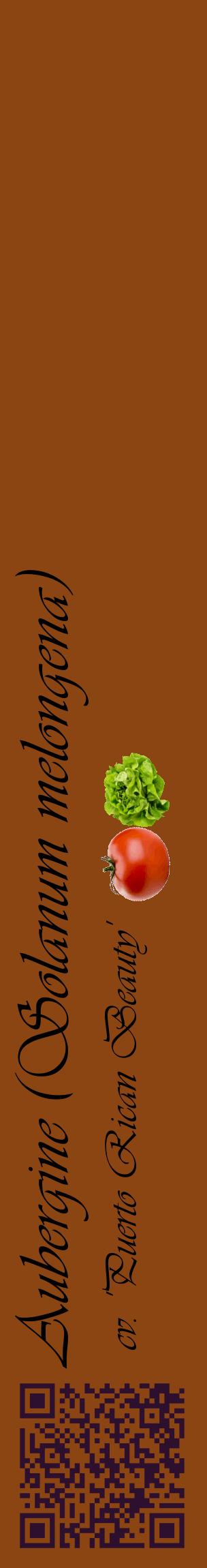 Étiquette de : Solanum melongena cv. 'Puerto Rican Beauty' - format c - style noire30_basiqueviv avec qrcode et comestibilité simplifiée