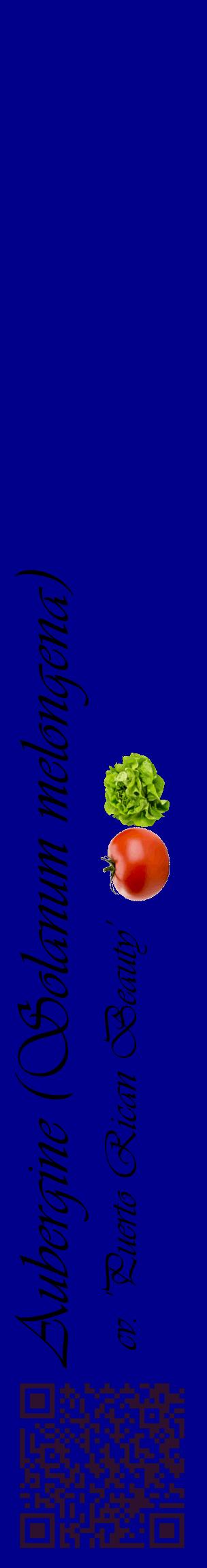 Étiquette de : Solanum melongena cv. 'Puerto Rican Beauty' - format c - style noire7_basiqueviv avec qrcode et comestibilité simplifiée