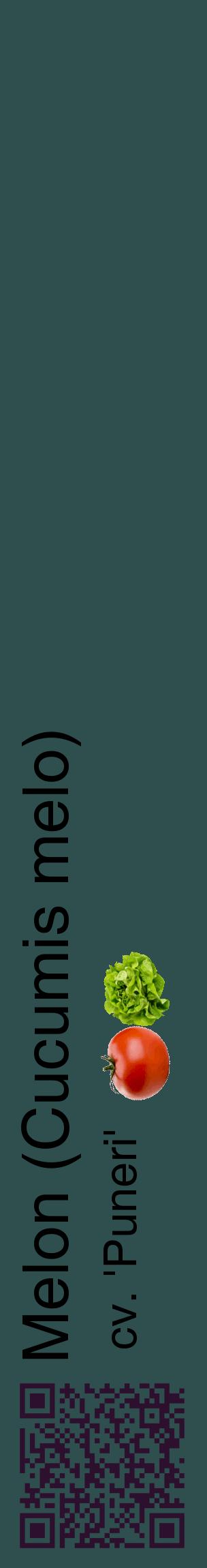 Étiquette de : Cucumis melo cv. 'Puneri' - format c - style noire58_basiquehel avec qrcode et comestibilité simplifiée