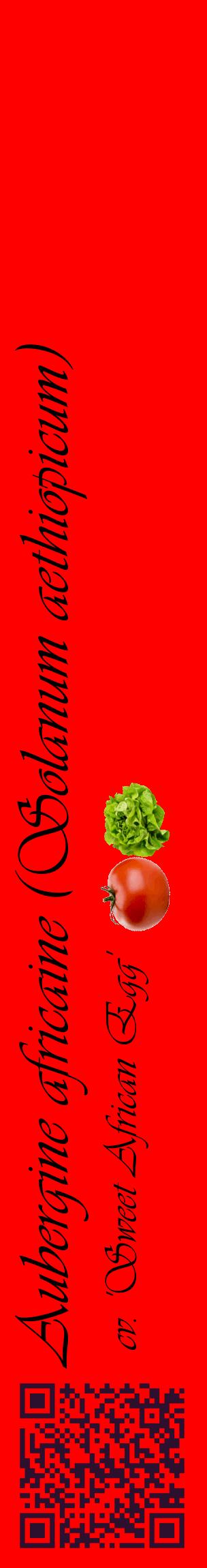 Étiquette de : Solanum aethiopicum cv. 'Sweet African Egg' - format c - style noire27_basiqueviv avec qrcode et comestibilité simplifiée