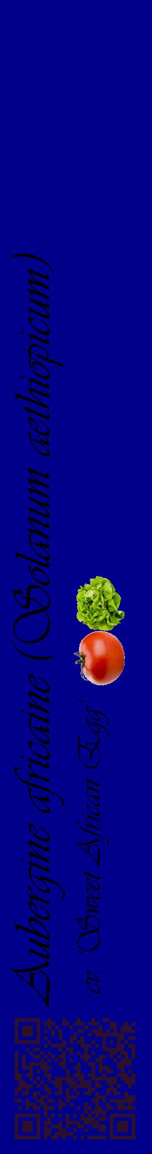 Étiquette de : Solanum aethiopicum cv. 'Sweet African Egg' - format c - style noire7_basiqueviv avec qrcode et comestibilité simplifiée