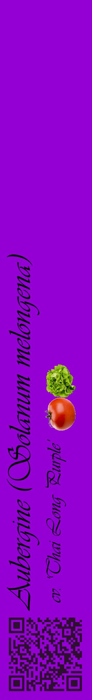 Étiquette de : Solanum melongena cv. 'Thai Long Purple' - format c - style noire48_basiqueviv avec qrcode et comestibilité simplifiée