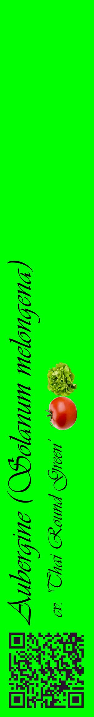 Étiquette de : Solanum melongena cv. 'Thai Round Green' - format c - style noire16_basiqueviv avec qrcode et comestibilité simplifiée