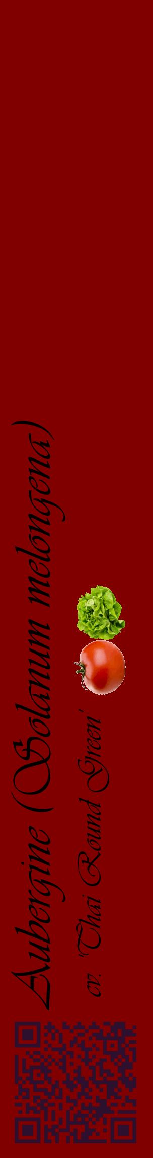 Étiquette de : Solanum melongena cv. 'Thai Round Green' - format c - style noire29_basiqueviv avec qrcode et comestibilité simplifiée