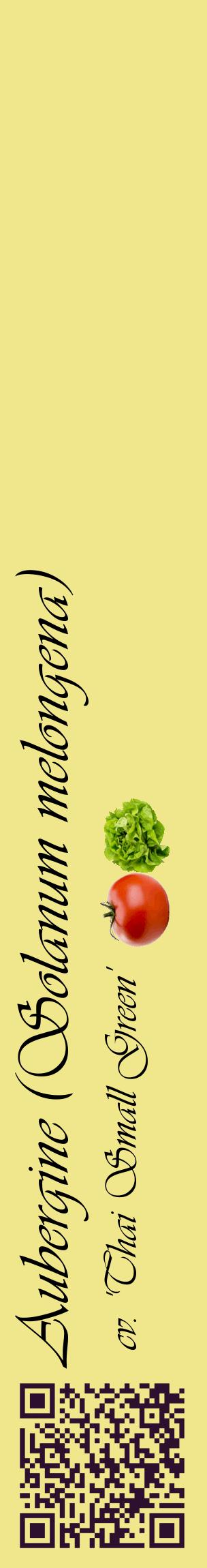 Étiquette de : Solanum melongena cv. 'Thai Small Green' - format c - style noire20_basiqueviv avec qrcode et comestibilité simplifiée