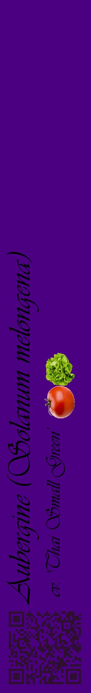 Étiquette de : Solanum melongena cv. 'Thai Small Green' - format c - style noire47_basiqueviv avec qrcode et comestibilité simplifiée