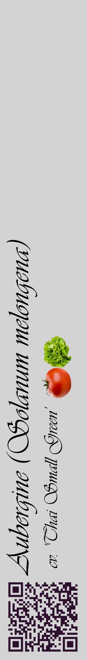 Étiquette de : Solanum melongena cv. 'Thai Small Green' - format c - style noire56_basiqueviv avec qrcode et comestibilité simplifiée