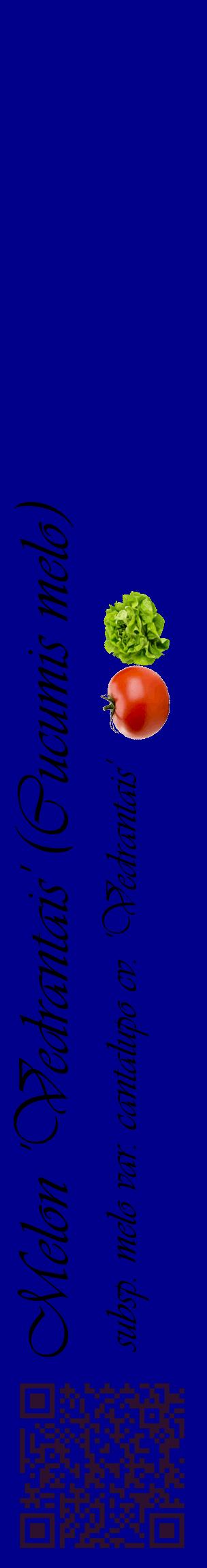 Étiquette de : Cucumis melo subsp. melo var. cantalupo cv. 'Vedrantais' - format c - style noire7_basiqueviv avec qrcode et comestibilité simplifiée