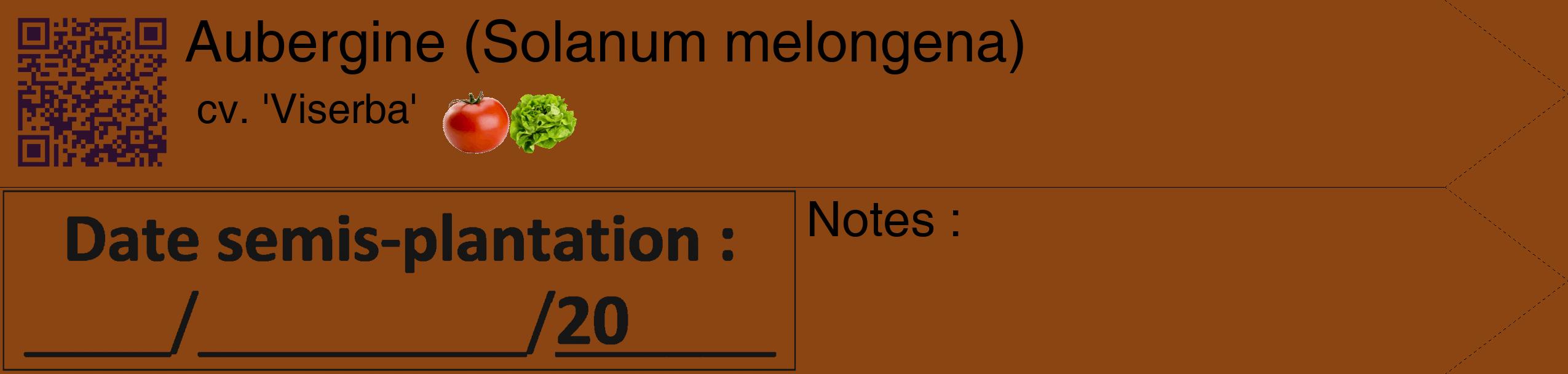 Étiquette de : Solanum melongena cv. 'Viserba' - format c - style noire30simple_simple_simplehel avec qrcode et comestibilité simplifiée