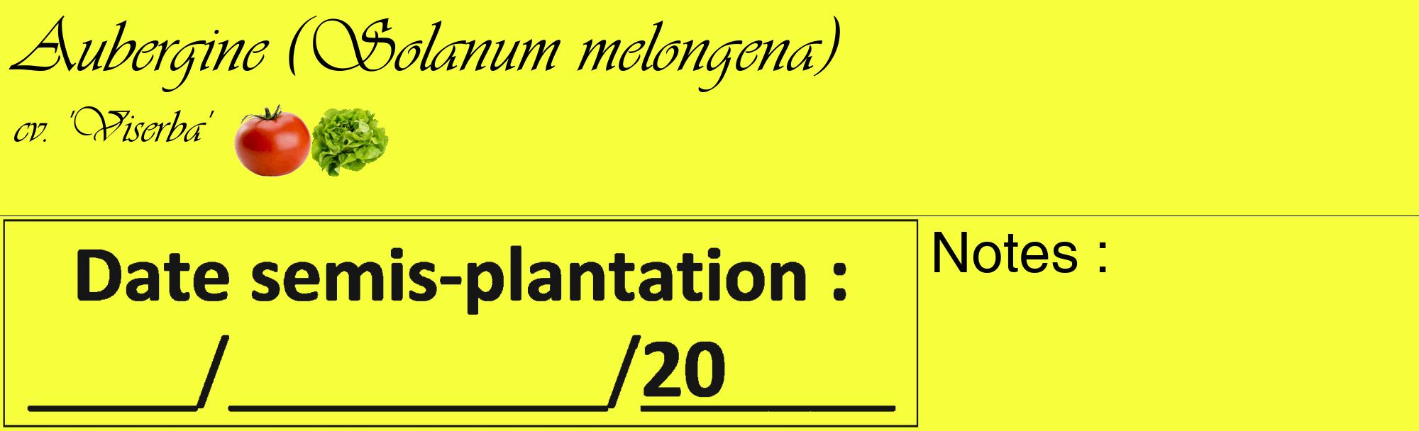 Étiquette de : Solanum melongena cv. 'Viserba' - format c - style noire18_basique_basiqueviv avec comestibilité simplifiée