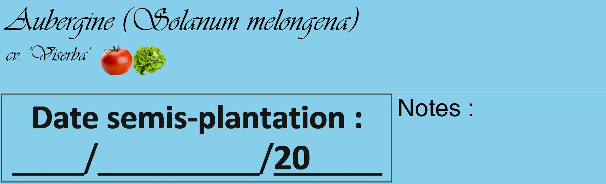Étiquette de : Solanum melongena cv. 'Viserba' - format c - style noire1_basique_basiqueviv avec comestibilité simplifiée