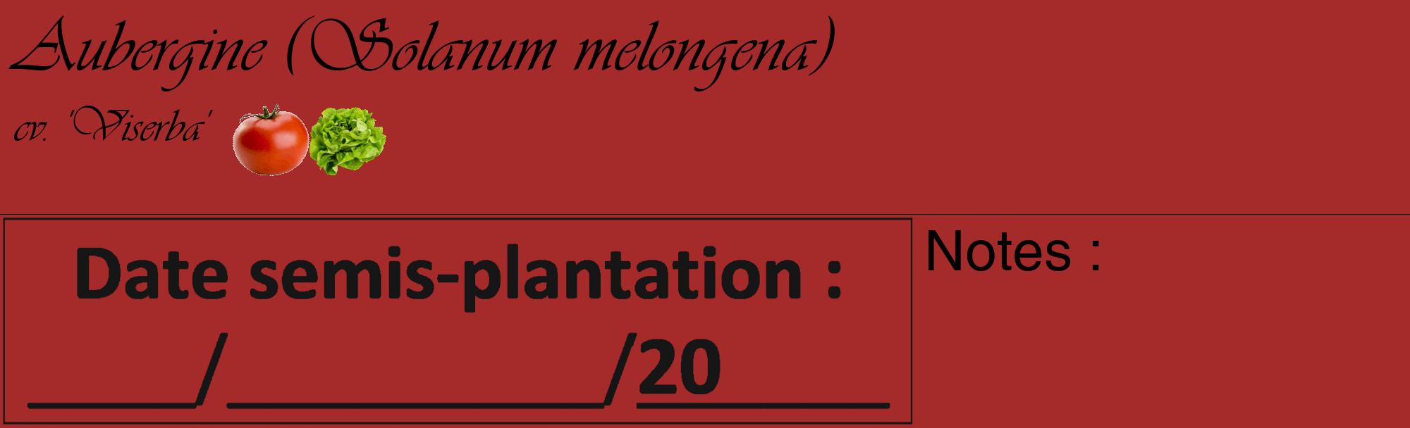 Étiquette de : Solanum melongena cv. 'Viserba' - format c - style noire33_basique_basiqueviv avec comestibilité simplifiée