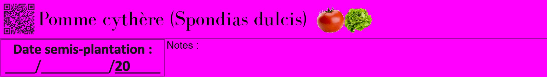 Étiquette de : Spondias dulcis - format a - style noire51bod avec qrcode et comestibilité simplifiée