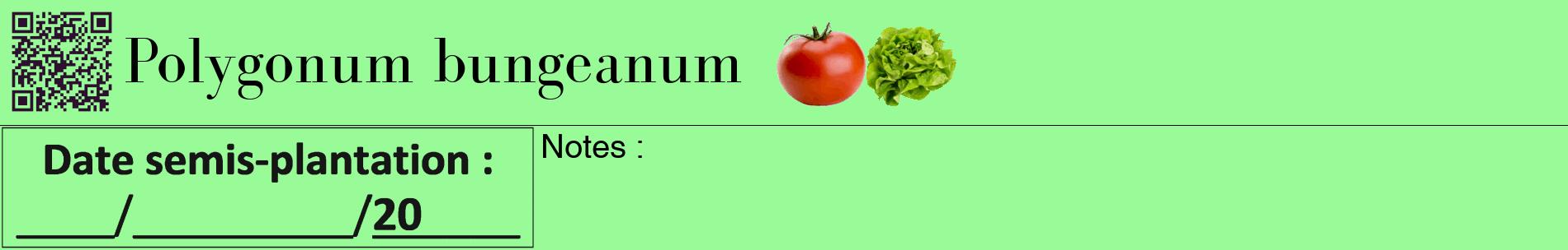 Étiquette de : Polygonum bungeanum - format a - style noire14basiquebod avec qrcode et comestibilité simplifiée