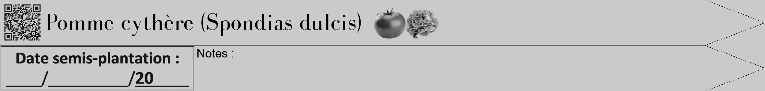 Étiquette de : Spondias dulcis - format b - style noire21bod avec qrcode et comestibilité simplifiée
