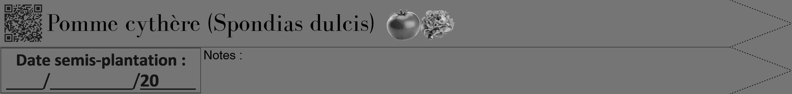 Étiquette de : Spondias dulcis - format b - style noire5bod avec qrcode et comestibilité simplifiée