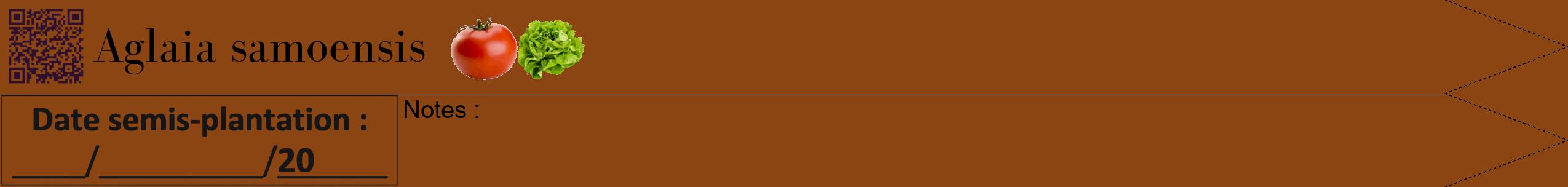 Étiquette de : Aglaia samoensis - format b - style noire30bod avec qrcode et comestibilité simplifiée
