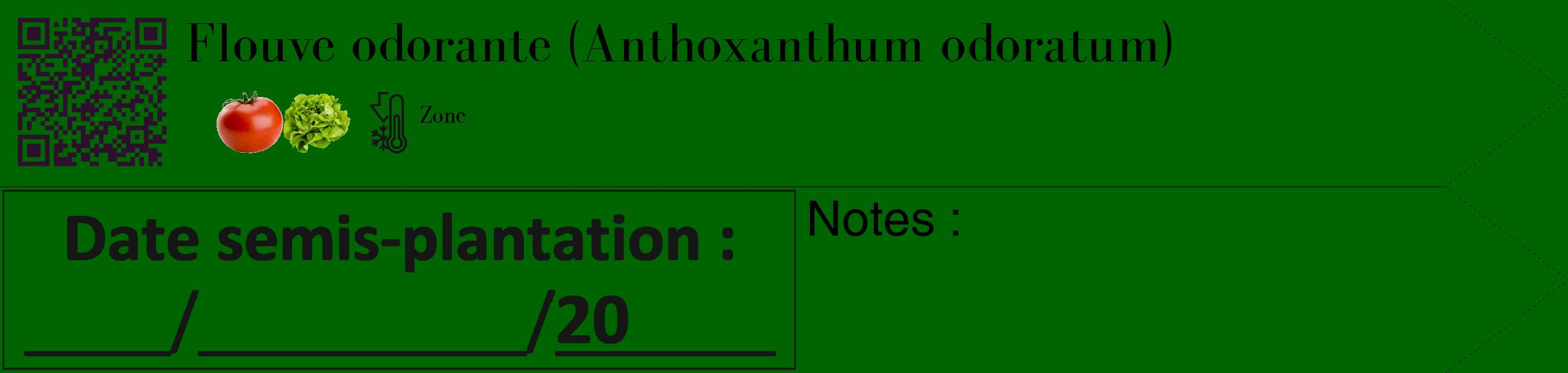 Étiquette de : Anthoxanthum odoratum - format c - style noire8_simple_simplebod avec qrcode et comestibilité simplifiée