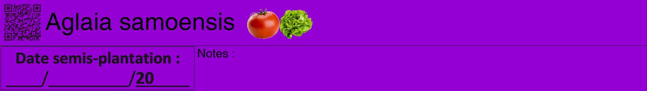 Étiquette de : Aglaia samoensis - format a - style noire48hel avec qrcode et comestibilité simplifiée