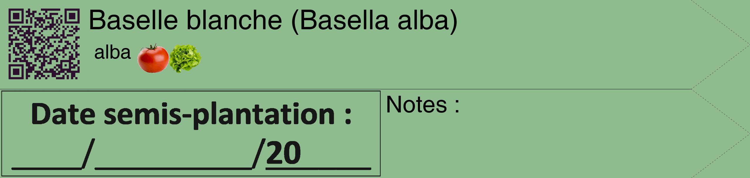 Étiquette de : Basella alba alba - format c - style noire13_simple_simplehel avec qrcode et comestibilité simplifiée
